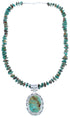 Sterling Silver Turquoise Native American Bead Pendant Necklace Set BX120366